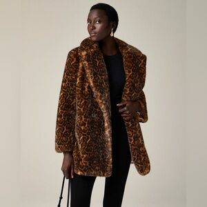 J.Crew Faux-fur peacoat in leopard print CF698